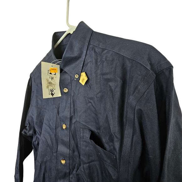NEW Cabela's  Shirt Dark Blue Wrinkle-Free Button Down Long Sleeve Shirt Men M - Picture 4 of 9